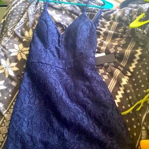 royal blue sparky tight going out dress lace open back